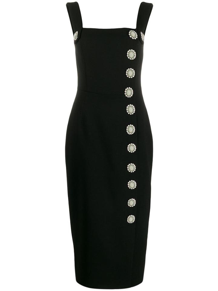 Dolce & Gabbana Crystal Button Midi Dress - Black