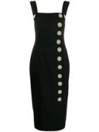 Dolce & Gabbana Crystal Button Midi Dress - Black