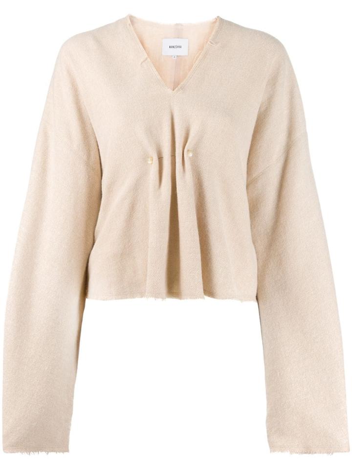 Nanushka Draped Pearl Top - Neutrals