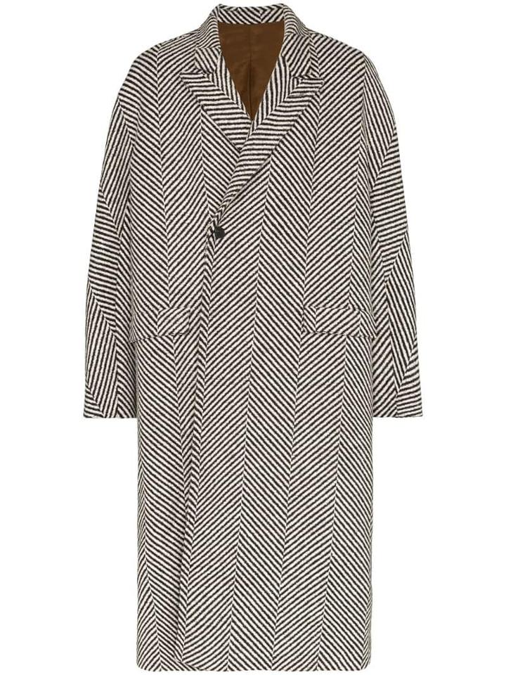 Haider Ackermann Oversized Diagonal-stripe Coat - Black