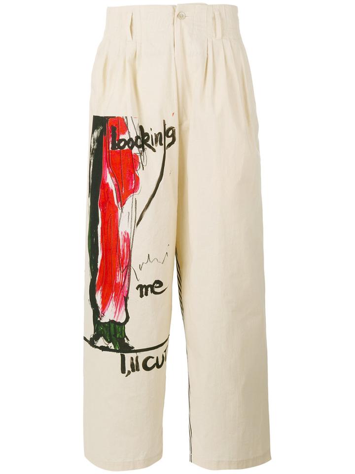 Yohji Yamamoto - Printed Trousers - Men - Cotton - 2, Pink/purple, Cotton