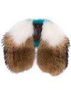 Mr & Mrs Italy Intarsia Fur Contrast Eye Collar - Brown