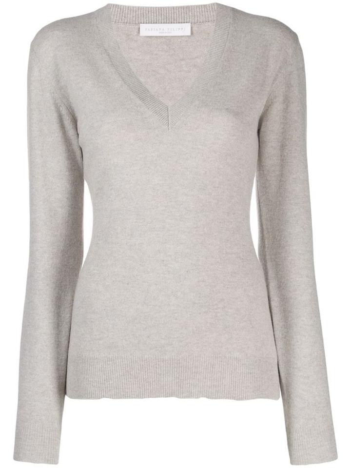 Fabiana Filippi V-neck Fine Knit Sweater - Neutrals