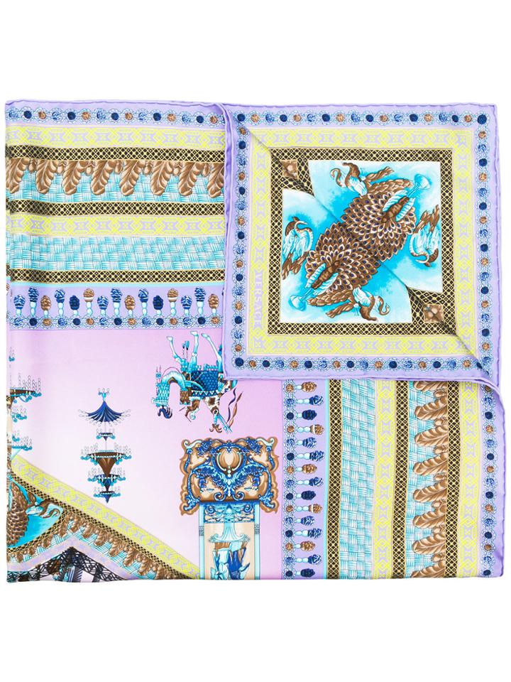 Versace Oriental Print Scarf - Pink & Purple