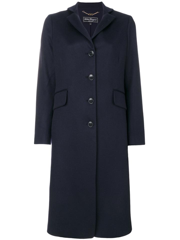 Salvatore Ferragamo Single Breasted Coat - Blue