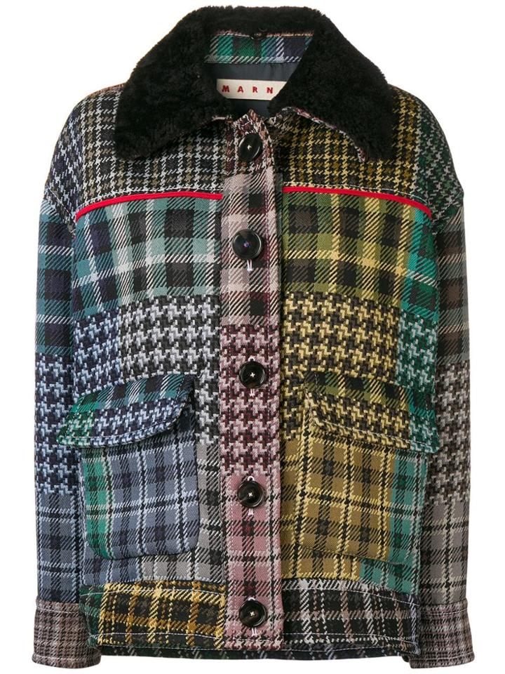 Marni Mix Printed Coat - Brown