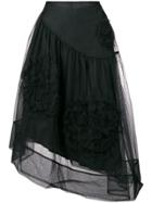Simone Rocha Ruched Flower Skirt - Black