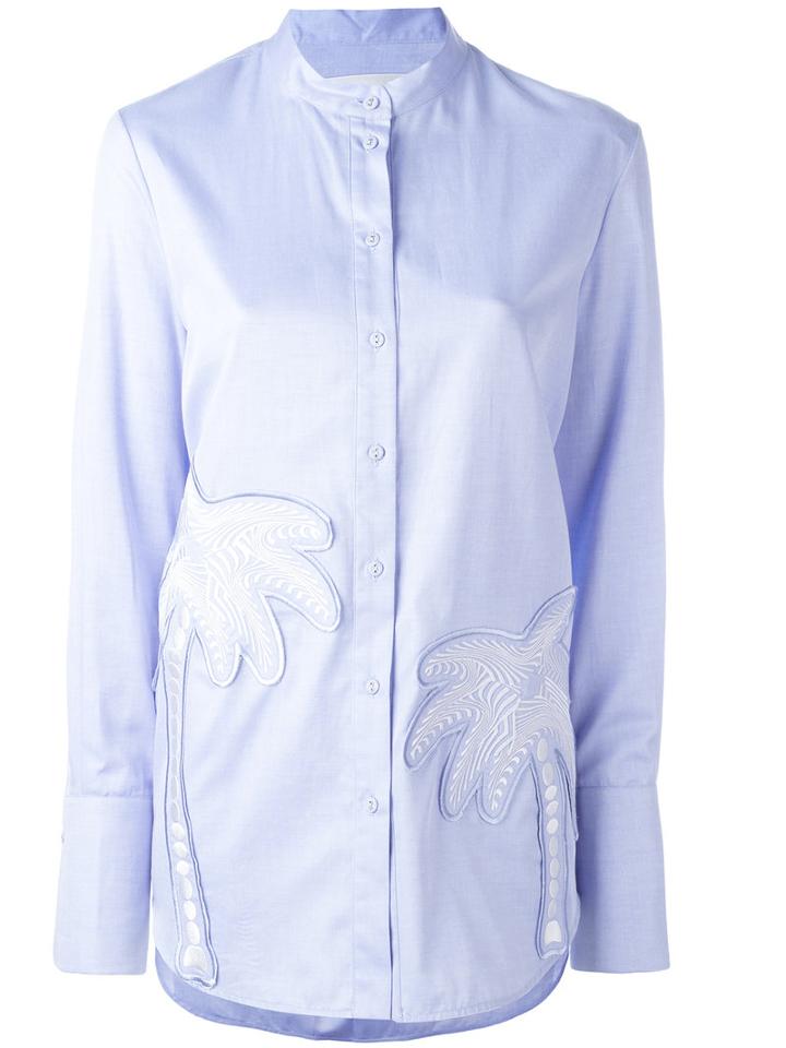 Victoria Victoria Beckham Palm Tree Shirt, Women's, Size: 8, Blue, Cotton/viscose