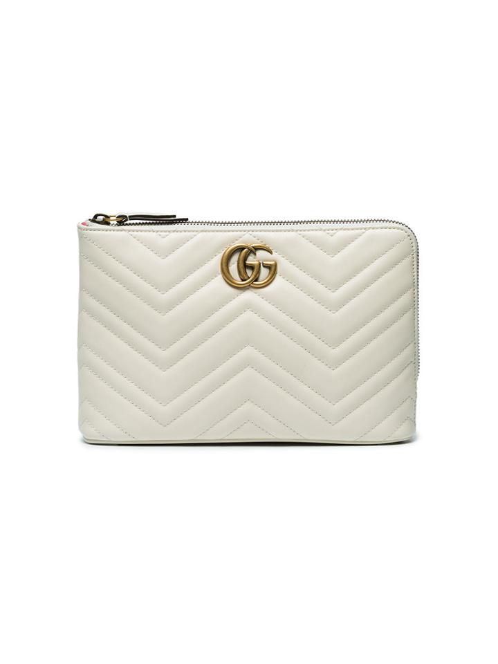 Gucci Gg Marmont 2.0 Leather Clutch - Nude & Neutrals
