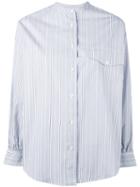 Aspesi - Band Collar Striped Shirt - Women - Cotton - M, Women's, Grey, Cotton