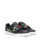 Dolce & Gabbana Kids Teen Logo Patch Low Top Sneakers - Black