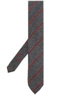 Lardini Stripe Embroidered Tie - Grey