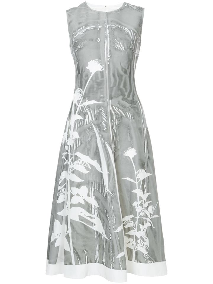 Jil Sander Flared Flower Print Dress - Grey