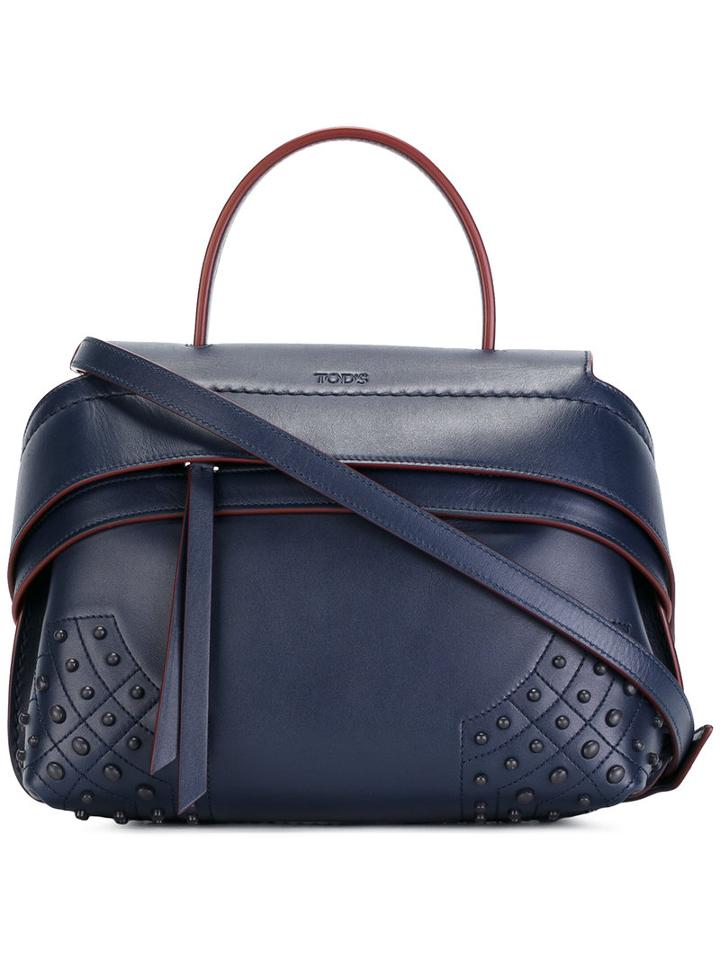Tod's Detachable Strap Tote, Women's, Blue, Calf Leather