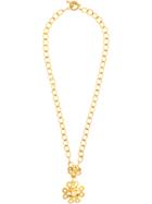 Chanel Vintage Logo Floral Necklace - Metallic