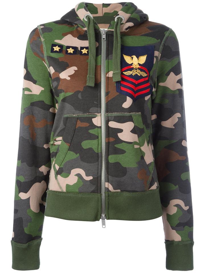 History Repeats Camouflage Print Hoodie, Women's, Size: Xs, Green, Cotton/polyester