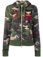 History Repeats Camouflage Print Hoodie, Women's, Size: Xs, Green, Cotton/polyester