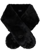 Simone Rocha Faux Fur Floral Beaded Scarf - Black