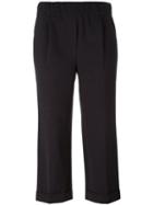 Brunello Cucinelli Wide Leg Cropped Trousers, Women's, Size: 40, Grey, Cotton/polyamide/spandex/elastane/cupro