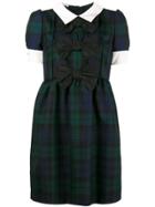 Miu Miu Bow Tartan Smock Dress - Blue