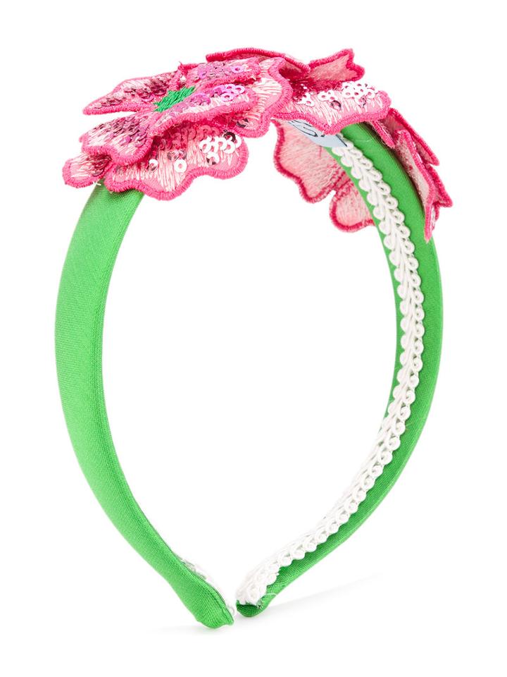 Mi Mi Sol - Floral Embellished Head Band - Kids - Silk/polyester - One Size, Green