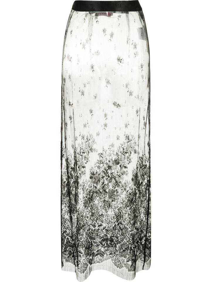 Off-white Lace Detail Skirt, Women's, Size: Medium, Black, Viscose/polyamide/silk