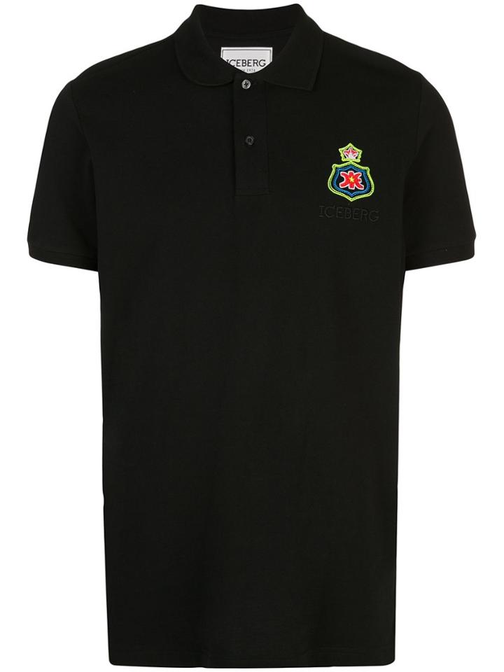 Iceberg Logo Patch Polo Shirt - Black