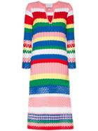 Mira Mikati Striped Knitted-cotton Dress - Red