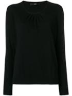 Steffen Schraut - Pleated Detail Knitted Blouse - Women - Nylon/polyester/viscose/cashmere - 36, Black, Nylon/polyester/viscose/cashmere