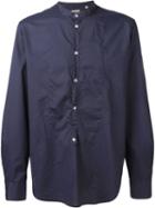Massimo Alba Band Collar Shirt, Men's, Size: L, Blue, Cotton