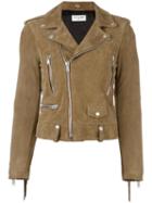 Saint Laurent Classic Fringed Motorcyle Jacket, Women's, Size: 38, Brown, Goat Skin/polyester/cupro/cotton