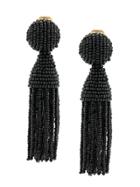 Oscar De La Renta Beaded Clip-on Earrings - Black