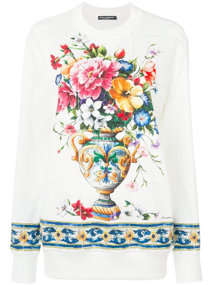 Dolce & Gabbana - Floral Bouquet Sweatshirt - Women - Cotton - 38, White, Cotton