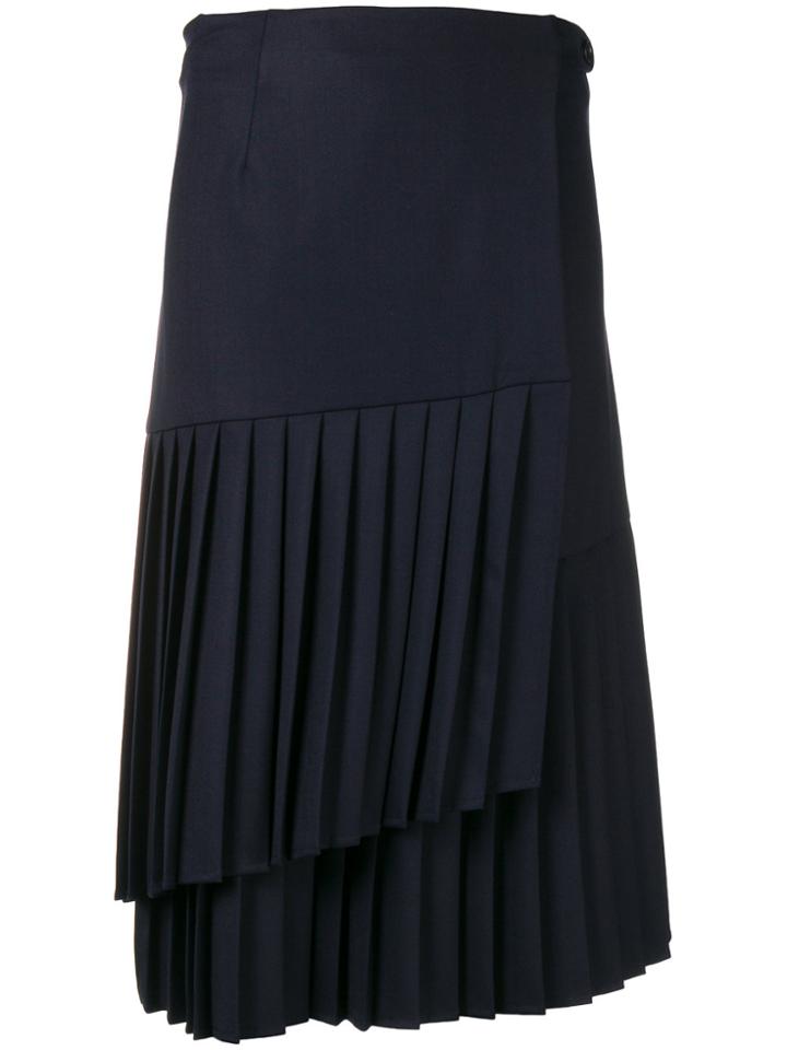 P.a.r.o.s.h. Asymmetric Pleated Skirt - Blue
