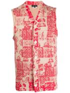 Comme Des Garçons Pre-owned 2007 Lego Print Buttoned Vest - Neutrals