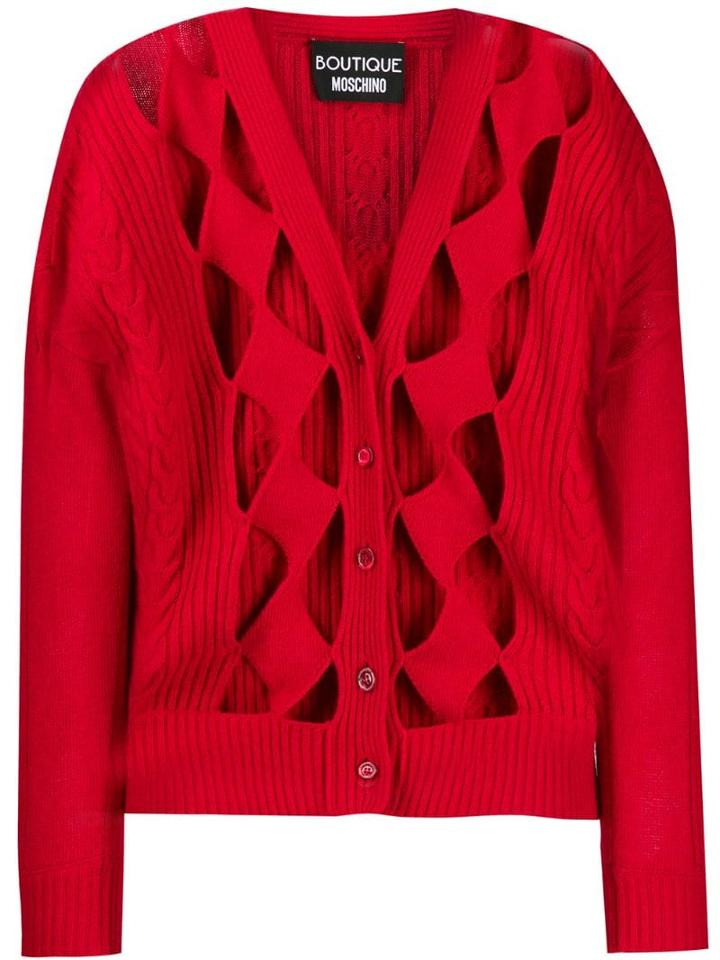 Boutique Moschino Cut-work Cardigan - Red