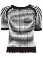3.1 Phillip Lim Shortsleeved Knit Top, Women's, Size: Large, White, Cotton/nylon/viscose