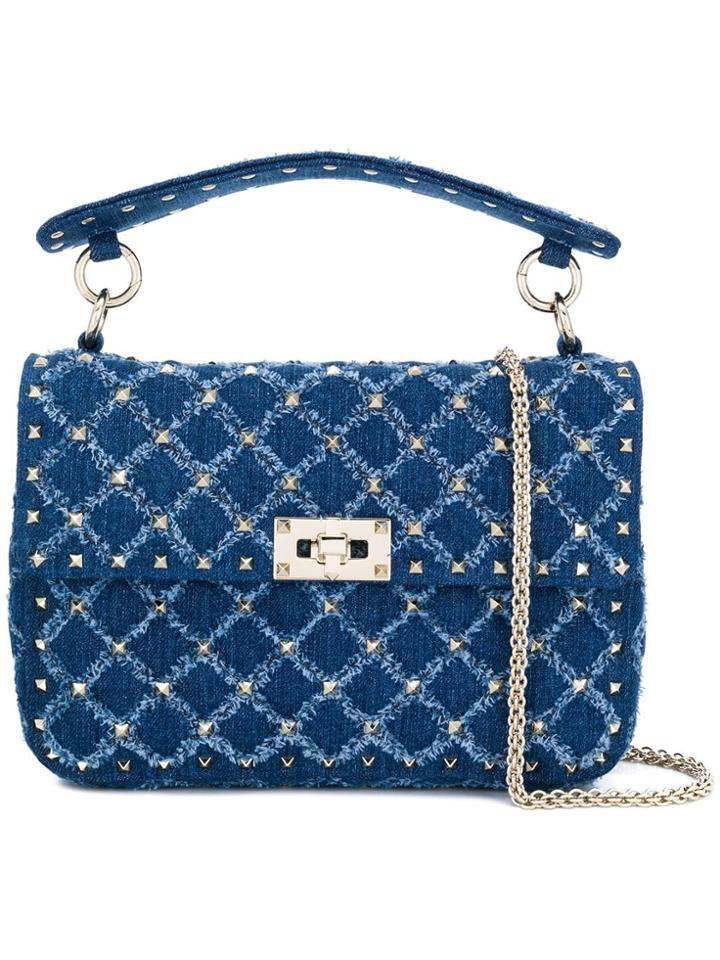 Valentino Medium Rockstud Spike Tote - Blue