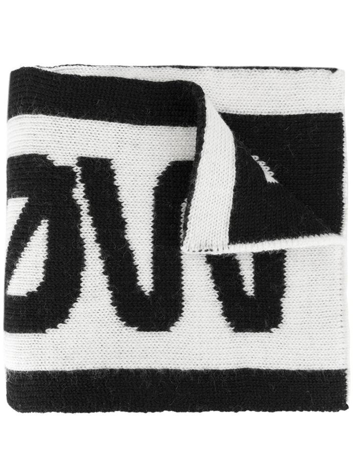 Red Valentino Intarsia Knit Scarf - Black