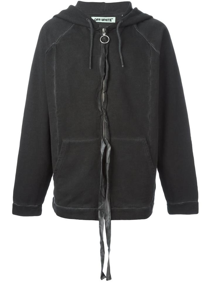 Off-white Zipped Hoodie, Men's, Size: Small, Grey, Cotton