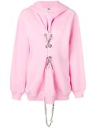 Msgm Lace-up Chain Hoodie - Pink & Purple