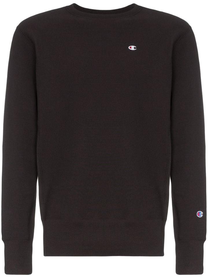 Champion Black Logo Embroidered Cotton Sweatshirt