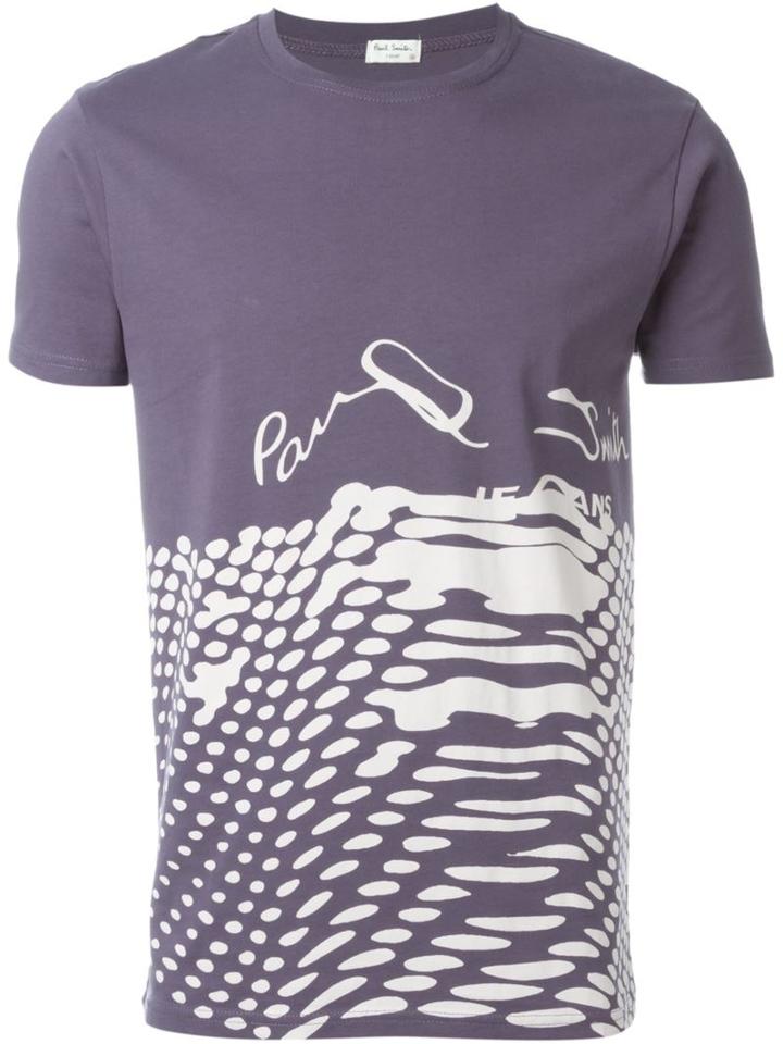 Paul Smith Jeans Printed T-shirt, Men's, Size: L, Pink/purple, Cotton