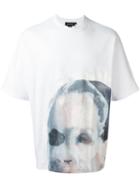 Icosae Face Print T-shirt, Men's, Size: Small, White, Cotton