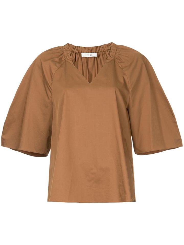 Tibi Deep V-neck Top - Brown