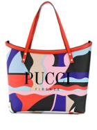 Emilio Pucci Vallauris Print Leather Twist Tote Bag - Red