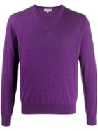 Canali V-neck Cashmere Jumper - Purple