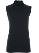 Brunello Cucinelli - Sleeveless Roll Neck Top - Women - Cotton/polyester/brass - Xxl, Grey, Cotton/polyester/brass