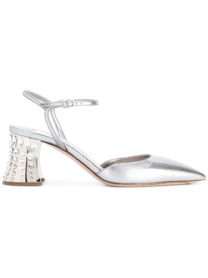 Miu Miu Studded Heel Pumps - Grey