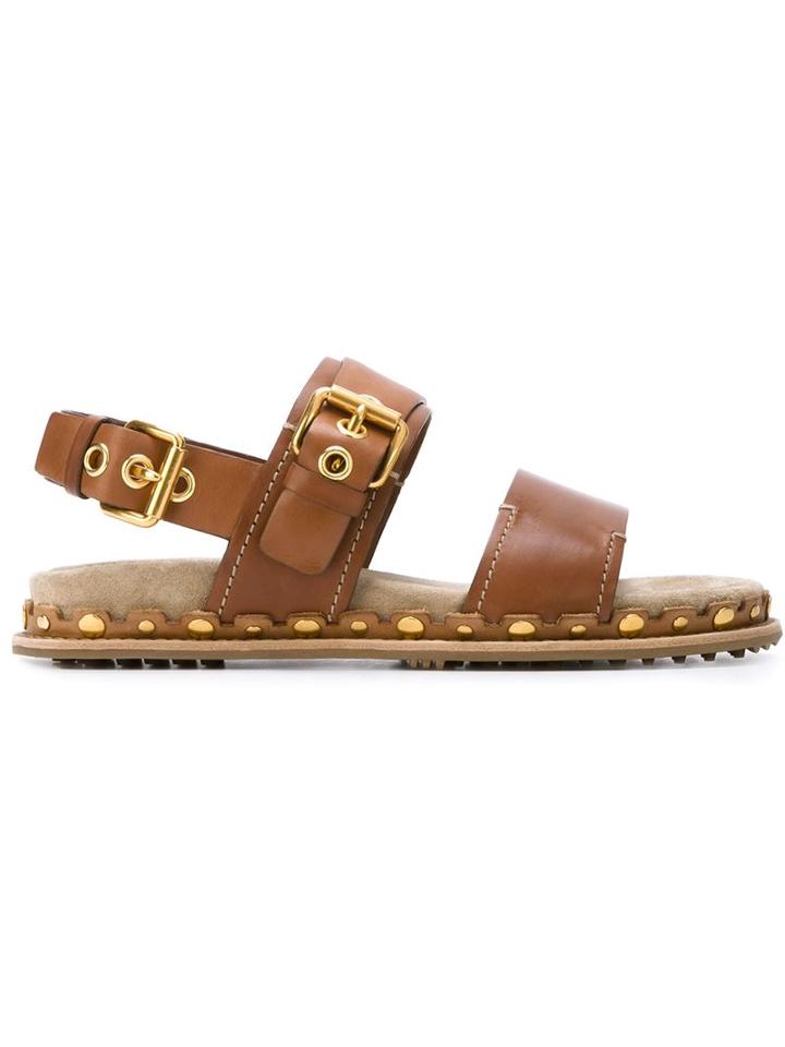 Car Shoe Studded Buckle Strap Detail Sling Back Sandals